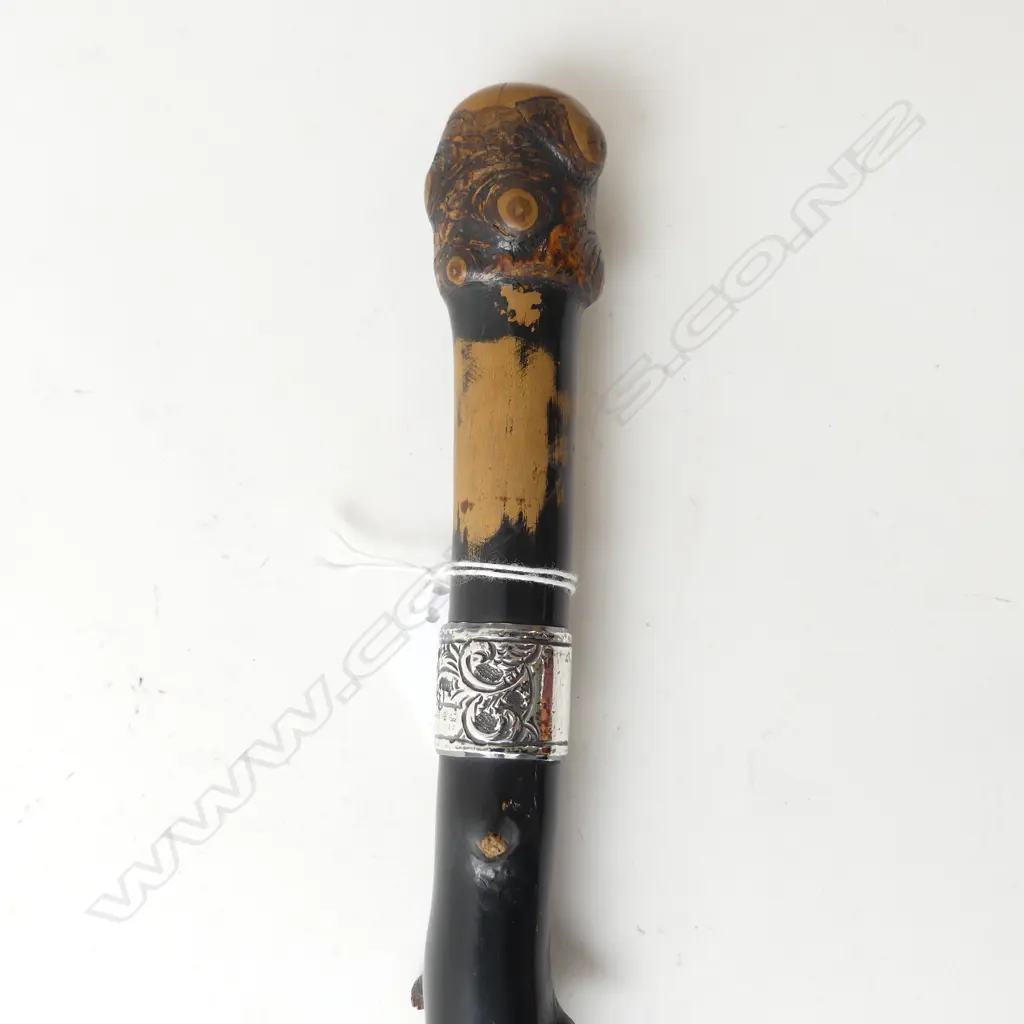 EBONISED WALKING STICK w. STG BAND L.875mm Image 1++