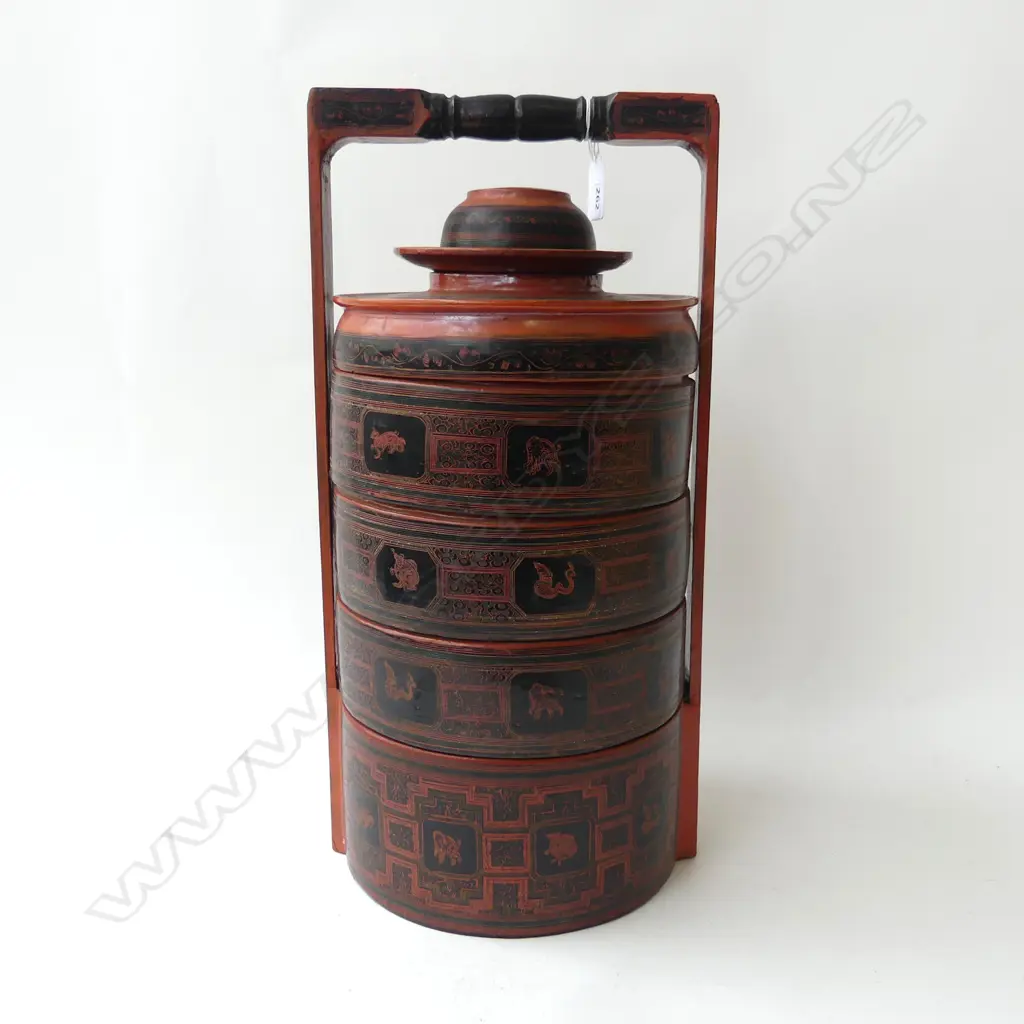 INDONESIAN LACQUERED STACKING CONTAINER H.435mm Image 1++