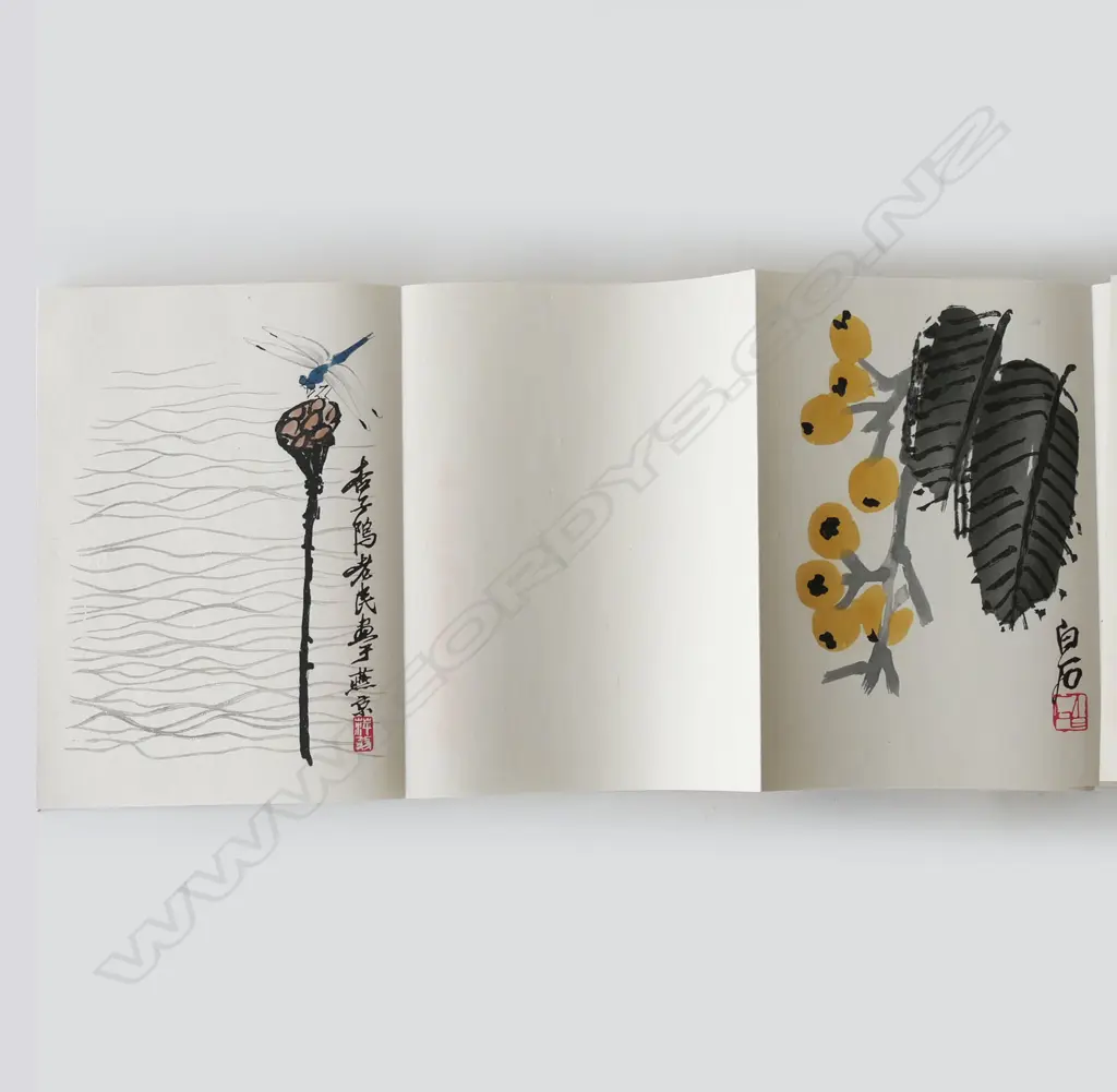 PRESENTATION 'QI BASI HUA JI' 1952, FOLDING BOOK, 22 ARTWORKS, SLIPCASE, 220 x 320mm Image 1++
