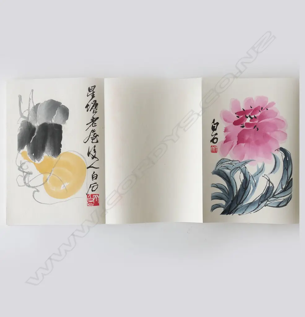 PRESENTATION 'QI BASI HUA JI' 1952, FOLDING BOOK, 22 ARTWORKS, SLIPCASE, 220 x 320mm Image 1++