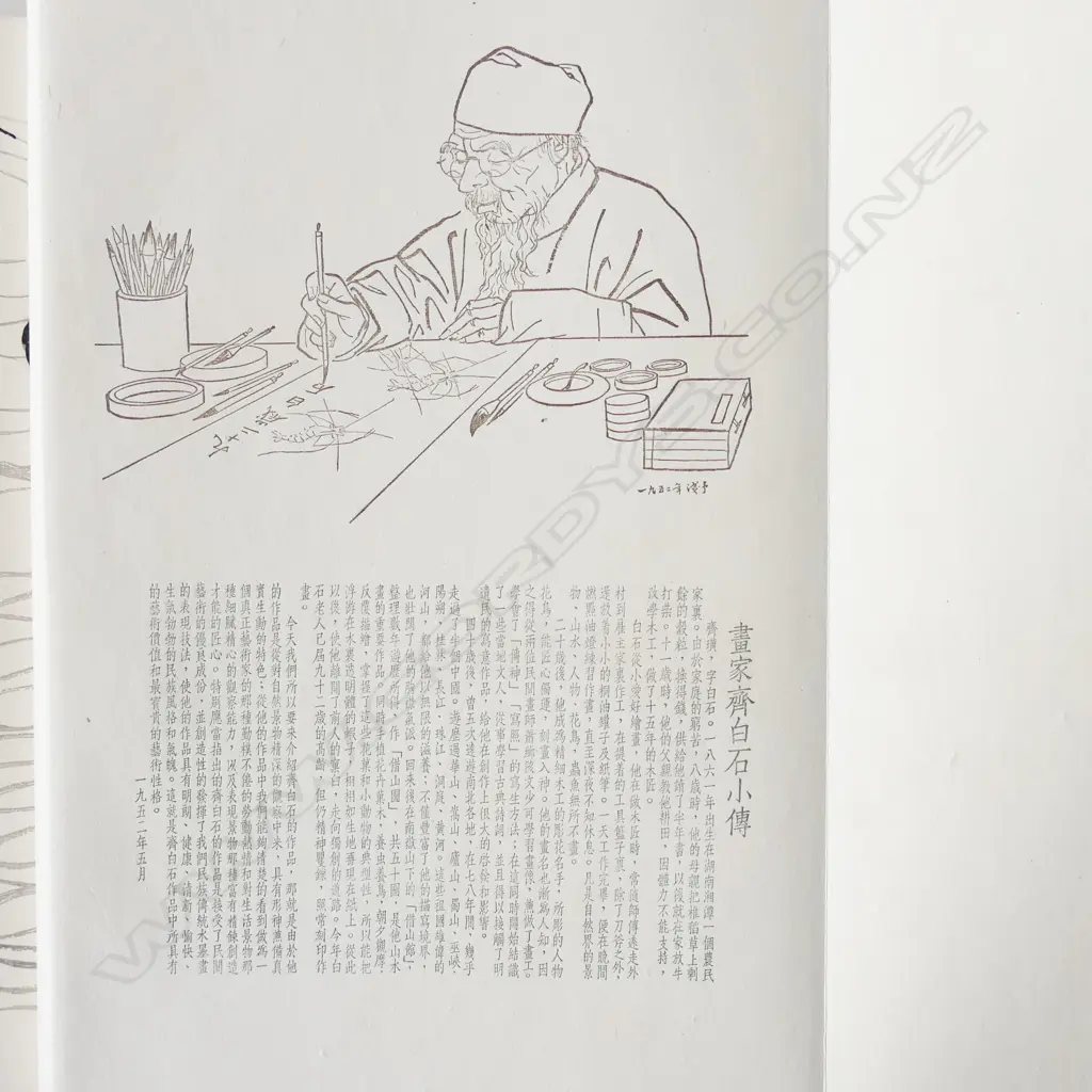 PRESENTATION 'QI BASI HUA JI' 1952, FOLDING BOOK, 22 ARTWORKS, SLIPCASE, 220 x 320mm Image 1++