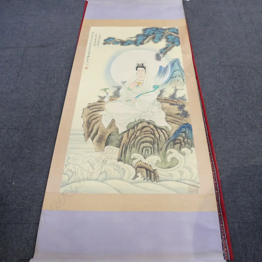 CHINESE SCROLL OF GUANYIN BY CHANG DAI-CHIEN Image 1++