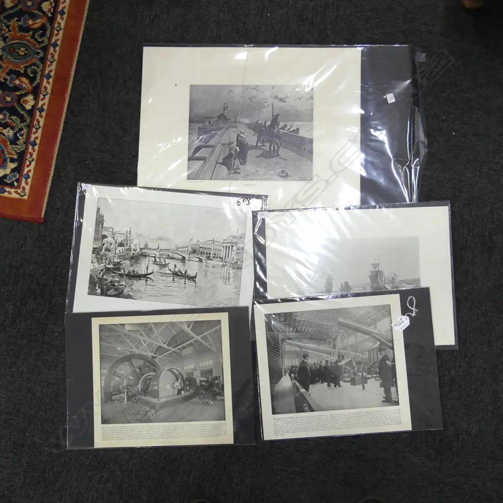 5 VINTAGE PRINTS w certificates: 2x 19thC Chicago World Fair + 2 boats + 1 x 1893 Life-saving . Image 1++
