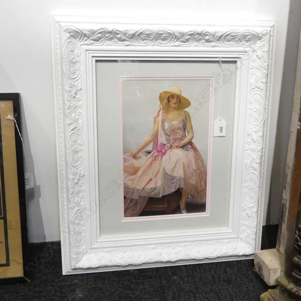 1920s FASHION PRINT IN WHITE FRAME 270x170mm Image 1++