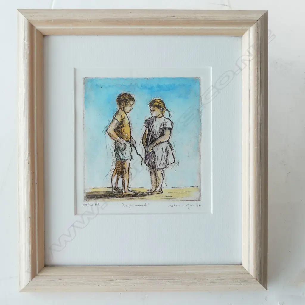 GREG WHITECLIFFE 'REPRIMAND' ETCHING 29/50 '84 140x130mm Image 1++
