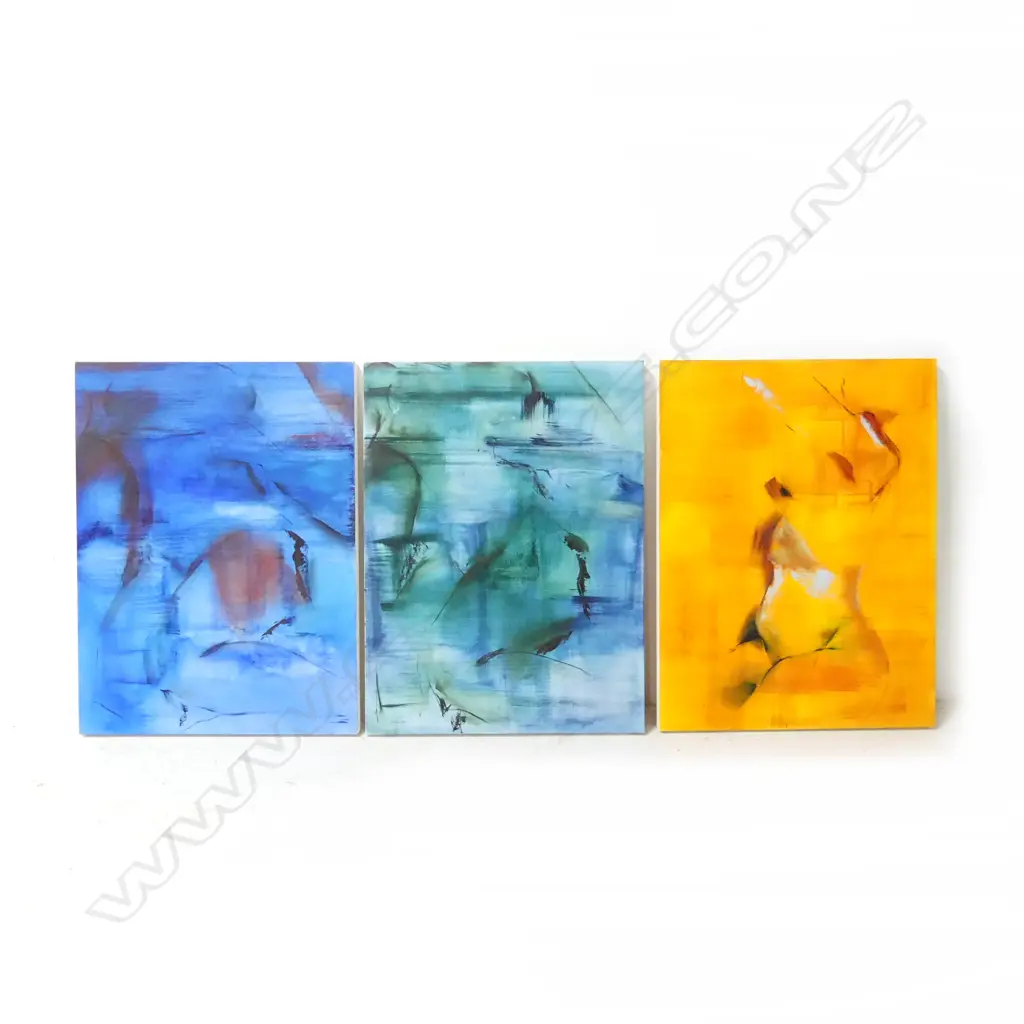 CARYN TRUPPMAN TRIPTYCH 'OCEANS SEPARATE THE TOUCHING BUT NOT THE FEELING' OIL ON CANVAS, 2014 760x570mm each Image 1++