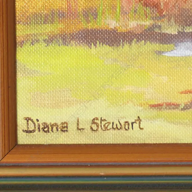 DIANA L STEWART, BUSH & LAKE SCENE, SIGNED,370 x 740mm Image 1++