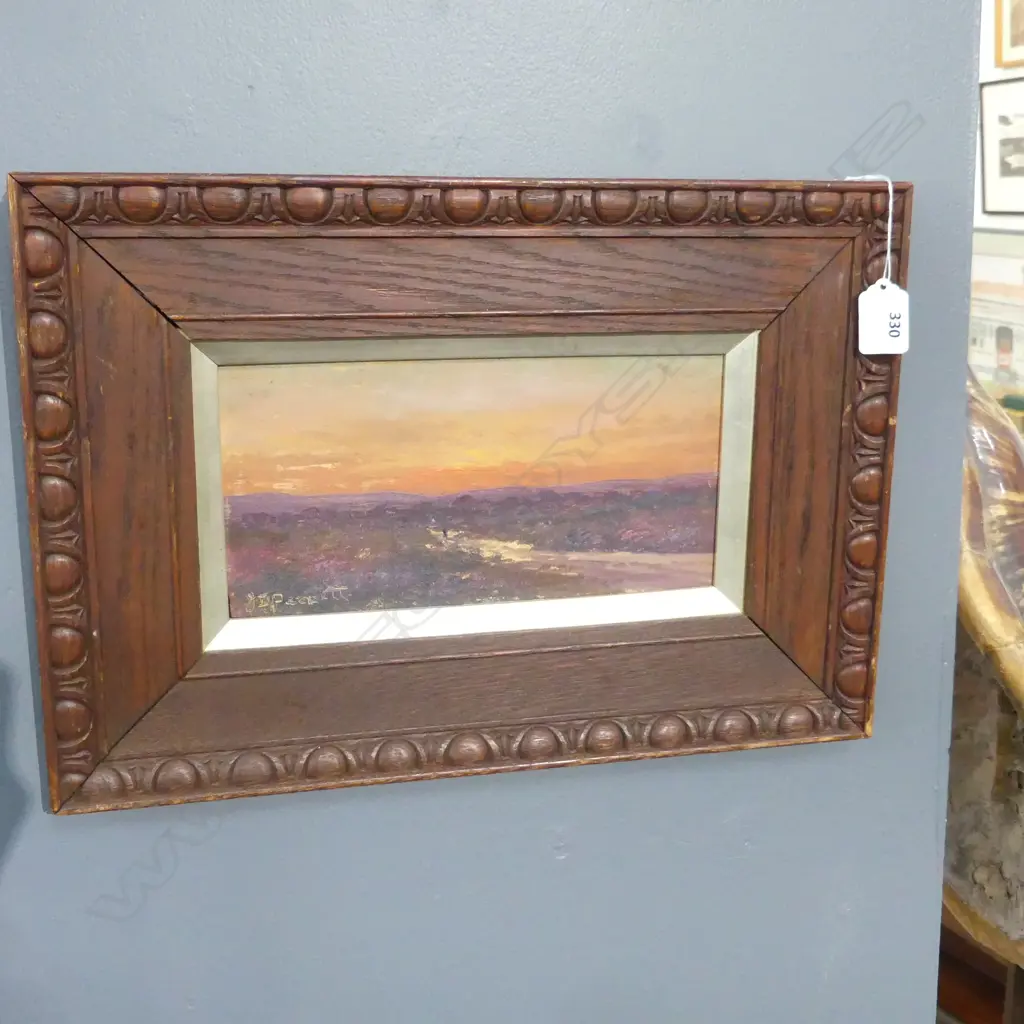 J.D.PERRET, 'SUNSET ROAD', OIL ON BOARD, 120 x 240mm plus Image 1++