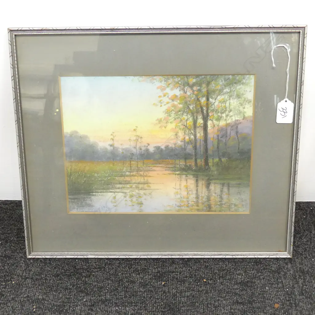 JD PERRET, WEST COAST SCENE, PASTEL?, 210 x 280mm plus WATERCOLOUR BY JOHNS, 130 x 200mm Image 1++