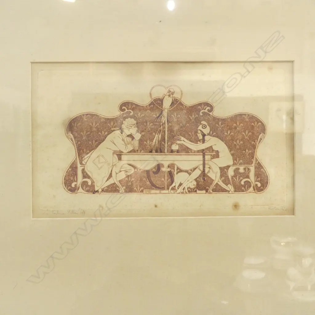 PR OF REGINALD COULTER (1904-1972) RISQUE c.1900 ETCHINGS 'THE FORTUNE TELLER' (SOME FOXING) 165 x 280mm Image 1++