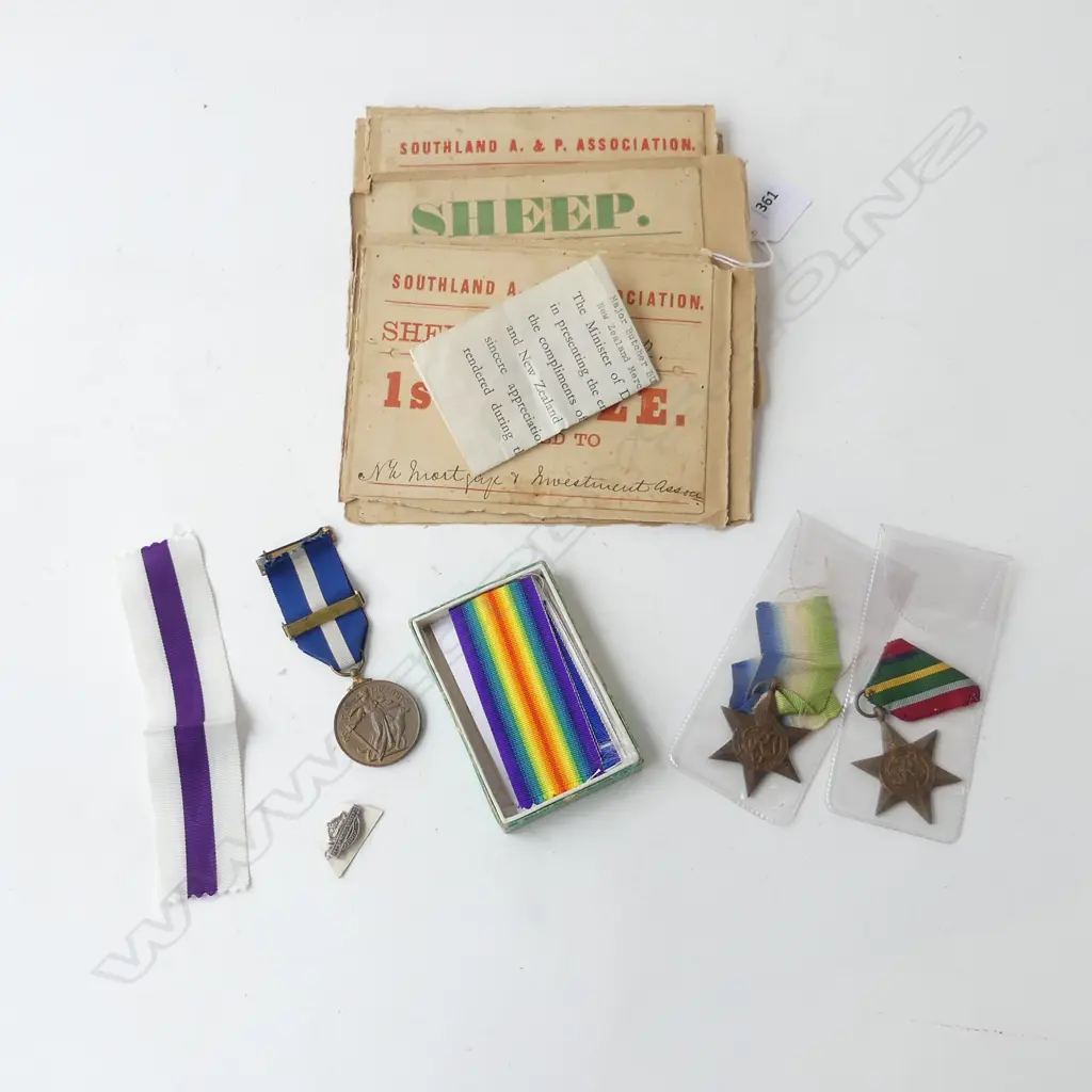 3 WAR MEDALS (ATLANTIC & PACIFIC STARS, IRISH) + RSA BADGE, RIBBONS Image 1++