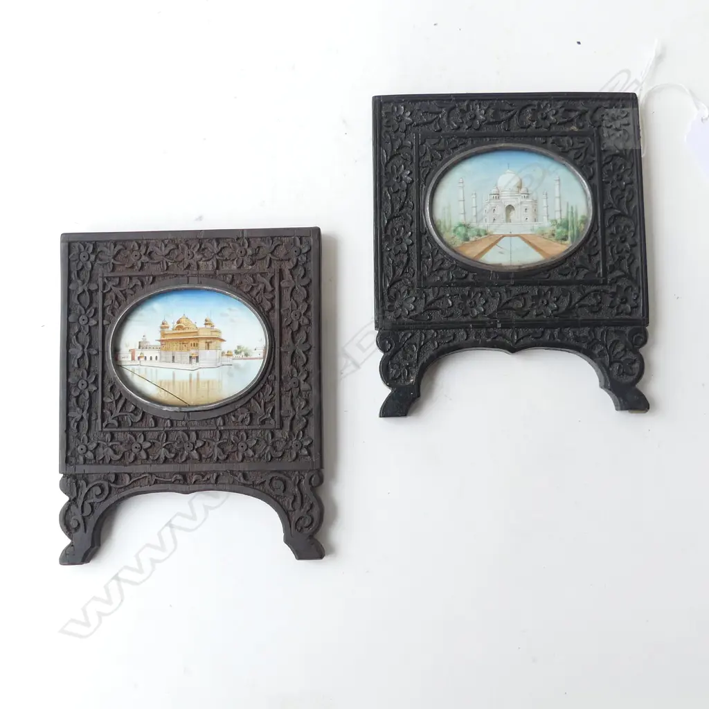 2 INDIAN MINIATURES; TAJ MAHAL & GOLDEN TEMPLE 135x115mm Image 1++