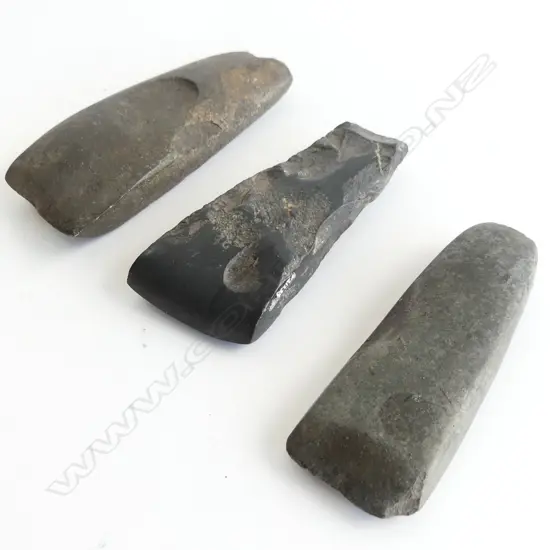 Y21232,Y21233 & Y21234 REG. 3 MAORI PRE-EUROPEAN STONE TOKI. L.105. 110 & 120mm
