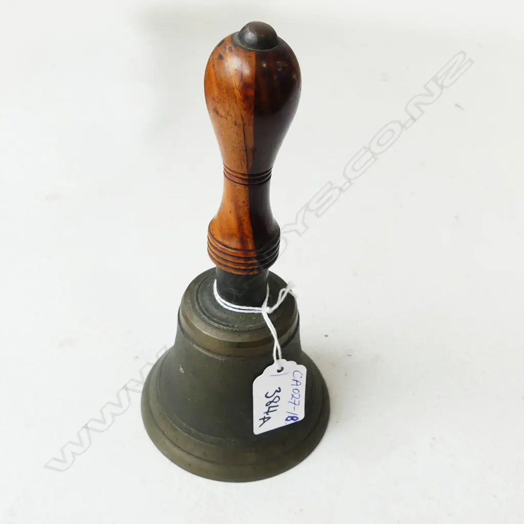OLD BRONZE OR BRASS HAND BELL w turned hardwood handle. Working. H.180mm Image 1++