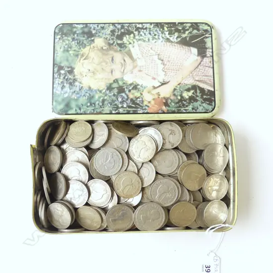 TIN OF NZ FLORIN COINS