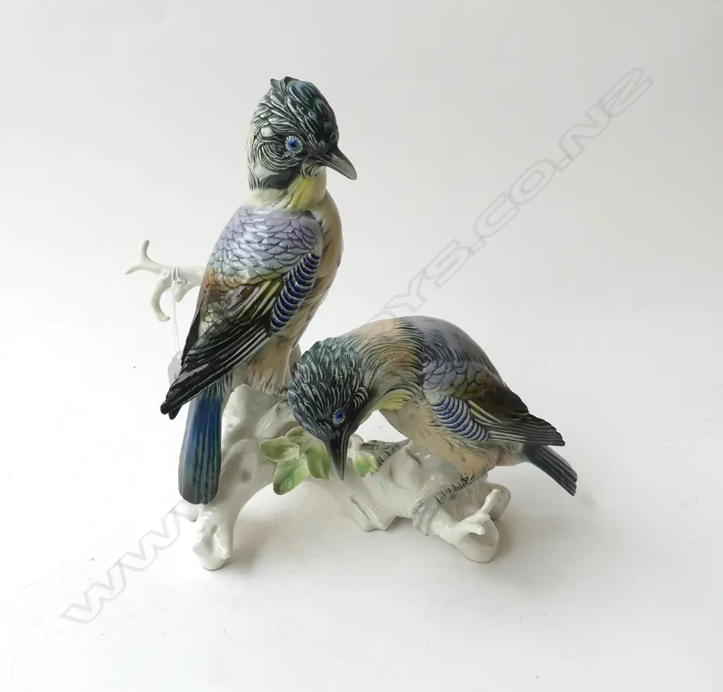 KARL ENS PORCELAIN; 2 BIRDS ON BRANCH H.290mm Image 1++