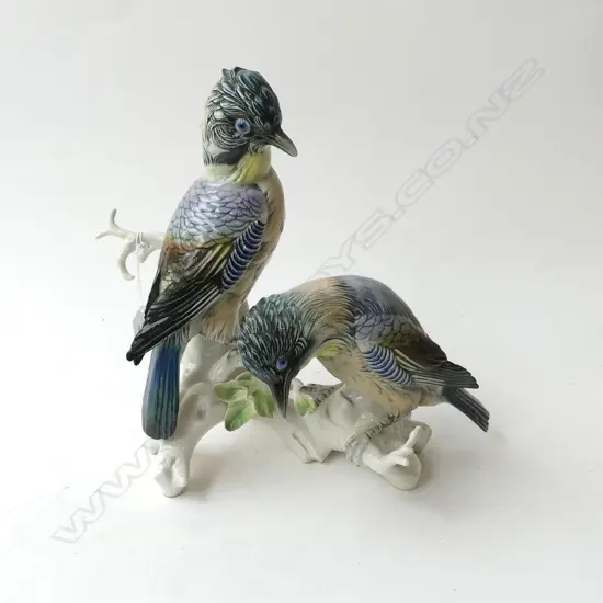 KARL ENS PORCELAIN; 2 BIRDS ON BRANCH H.290mm