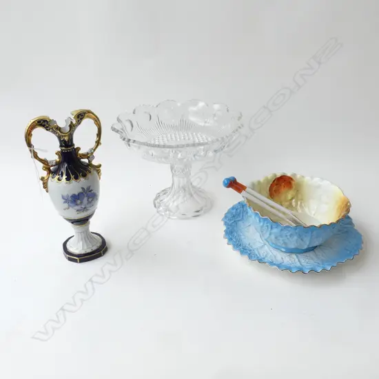 3 PCES; COMPORT, ROYAL DUX VASE H.280mm, NORITAKE SALAD SET