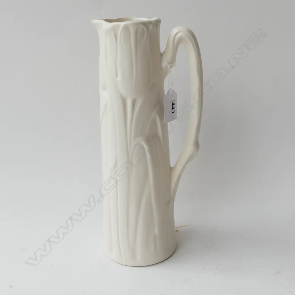 CREAM CROWN LYNN CYLINDER VASE, #.23. H.280mm (some discolouration inside) Image 1++