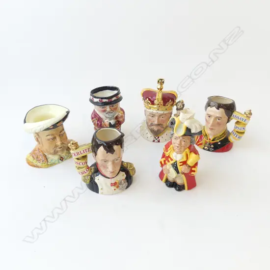 6 TOBY / CHARACTER JUGS; ROYAL THEME H.130mm
