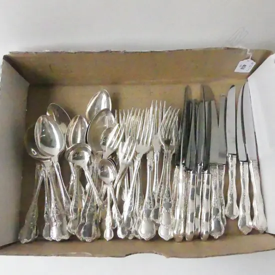 LG COLLECTION OF SILVER PLATE AND STAINLESS CUTLERY