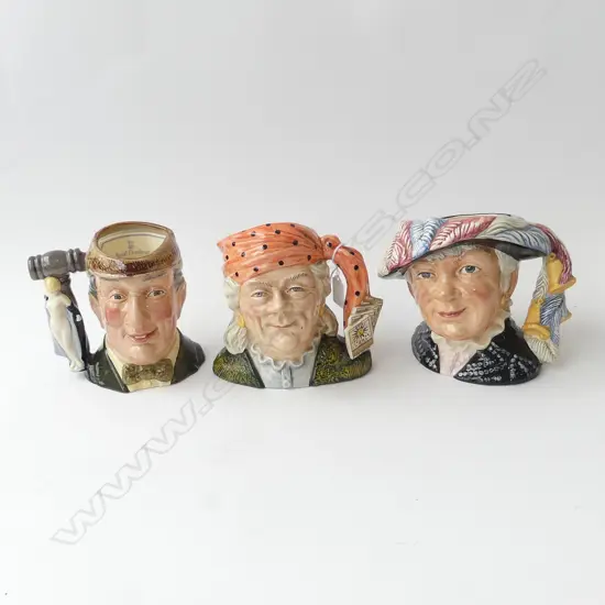 3 ROYAL DOULTON CHARACTER JUGS; AUCTIONEER, FORTUNE TELLER, PEARLY QUEEN H.180mm
