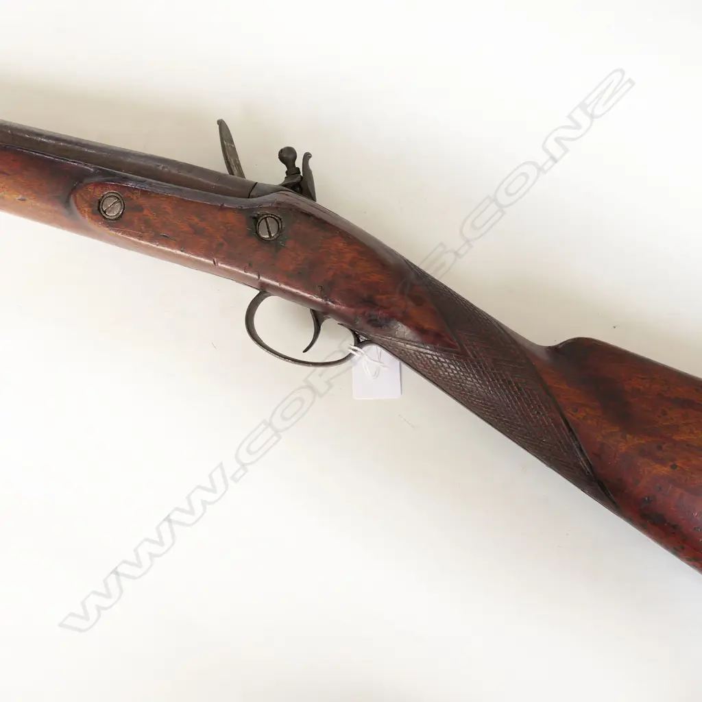 12g single barrel muzzle loading flintlock fowling gun, half wooded stock with filled borer holes. Lock marked "Williams". *NO LICENCE REQUIRED Image 1++