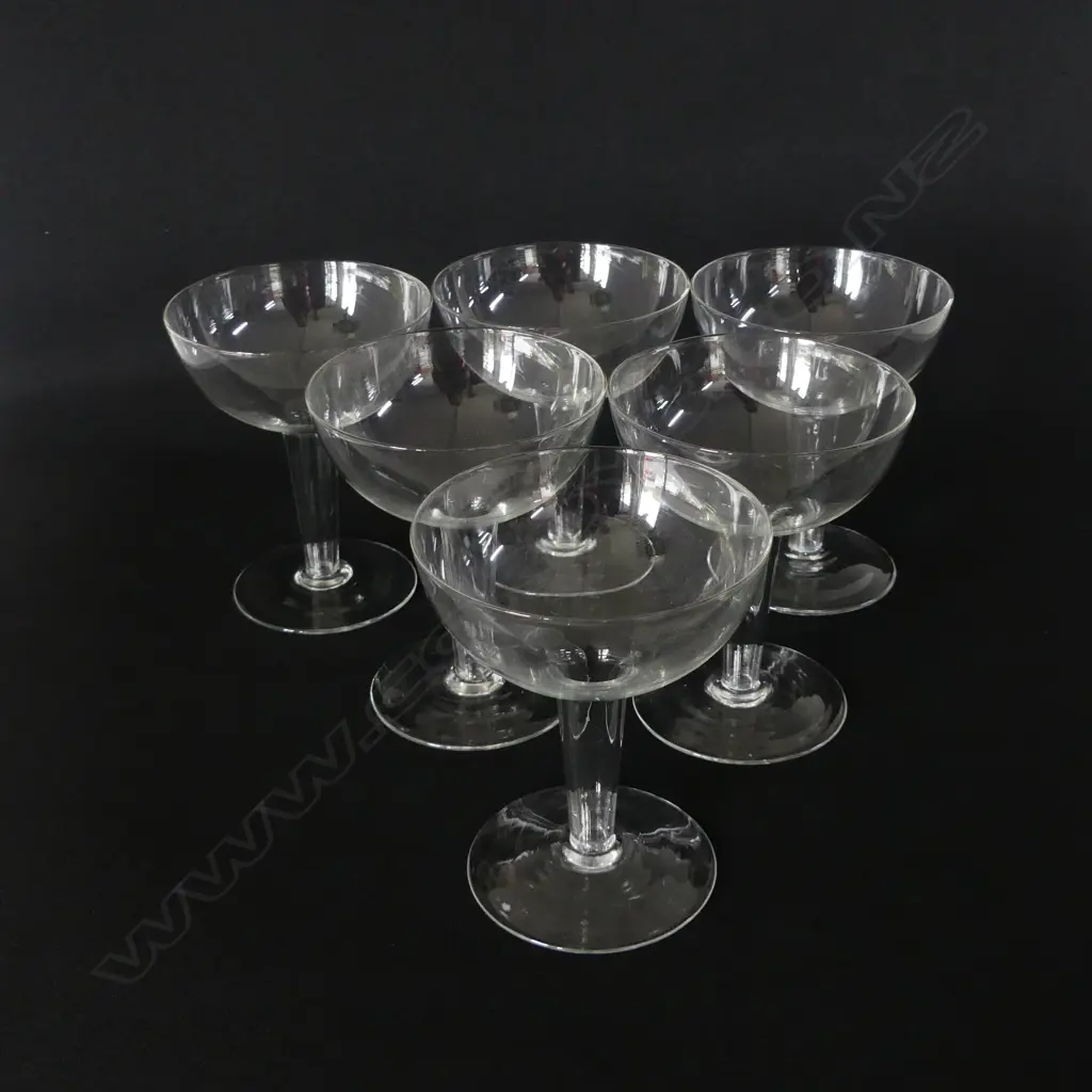 SET 6 HOLLOW STEM CHAMPAGNE GLASSES Image 1++