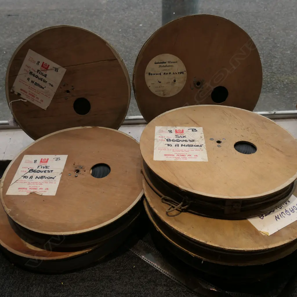 8 VINTAGE WOODEN FILM REELS 'BEQUEST TO A NATION' Image 1++