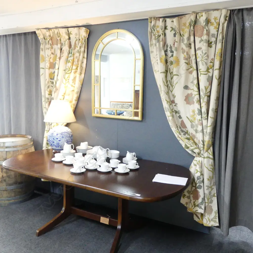 PR ENGLISH CREWEL WORK CURTAINS, LINED & INTERLINED W.1600mm, 2M DROP Image 1++