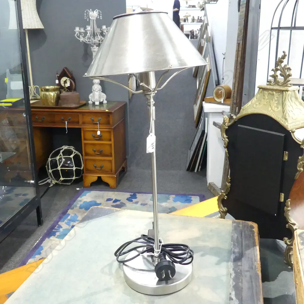 EMAC & LAWTON SILVER METAL TABLE LAMP H.530mm Image 1++