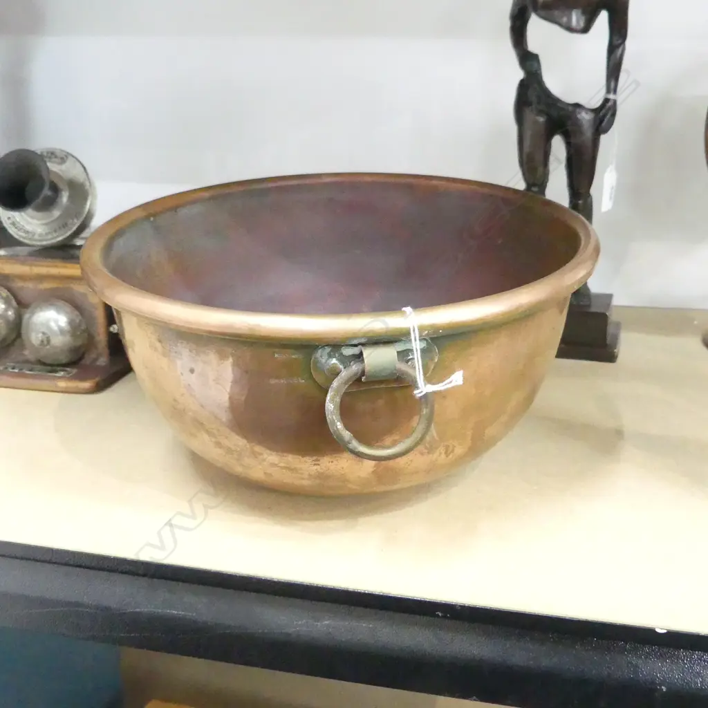 VINTAGE FRENCH COPPER MIXING BOWL 275mm dia Image 1++