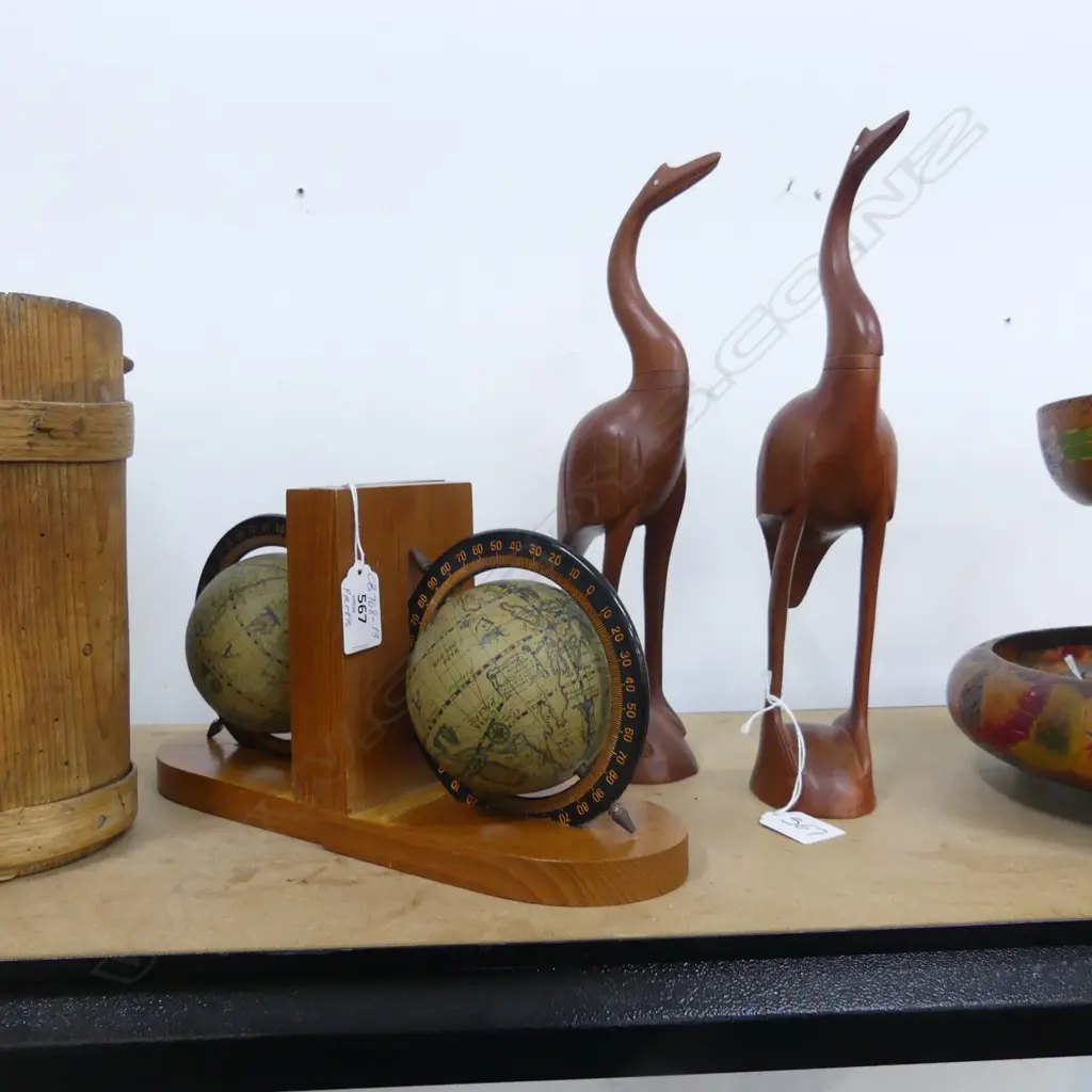 PR MID CENTURY CRANES & PR GLOBE BOOKENDS Image 1++