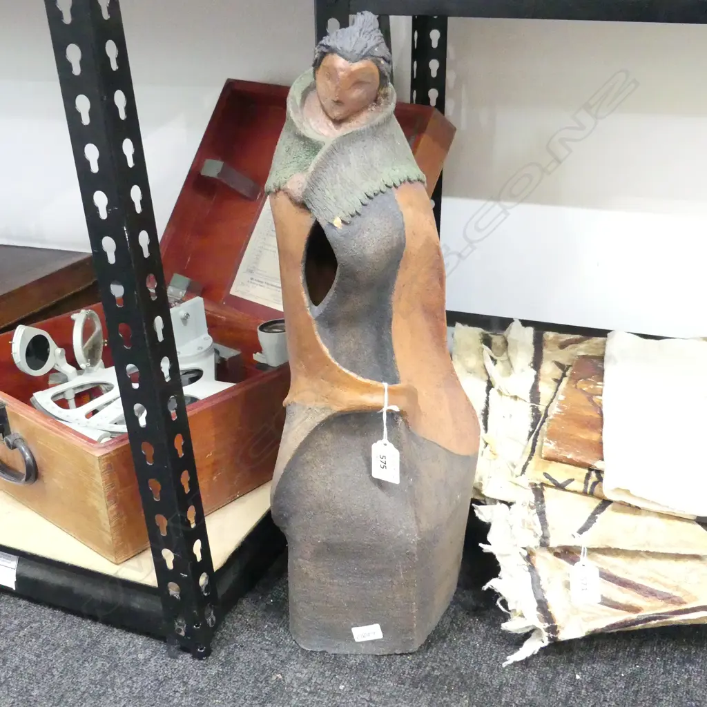 STUDIO POTTERY CLOAKED FIGURE SMALL FAULTS H.510mm Image 1++