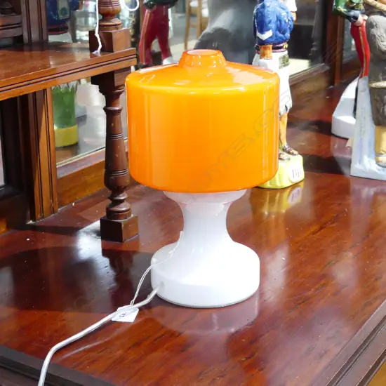 RETRO ORANGE & WHITE GLASS TABLE LAMP H.270mm