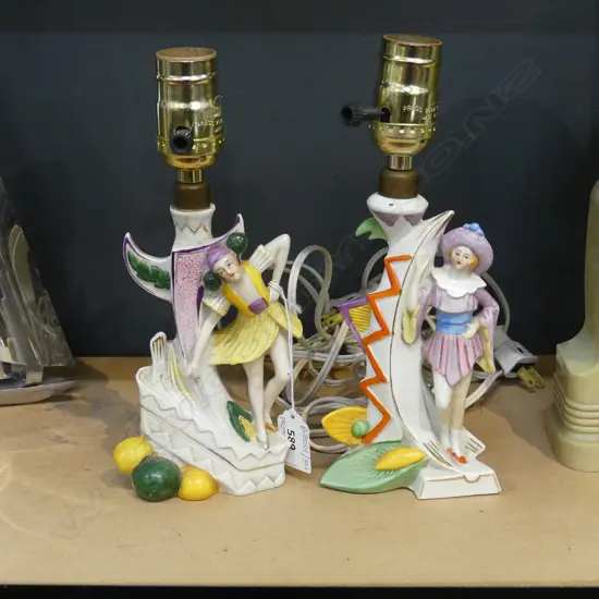 PR ANTIQUE GERMAN FIGURAL TABLE LAMPS (req. wiring) H.240mm