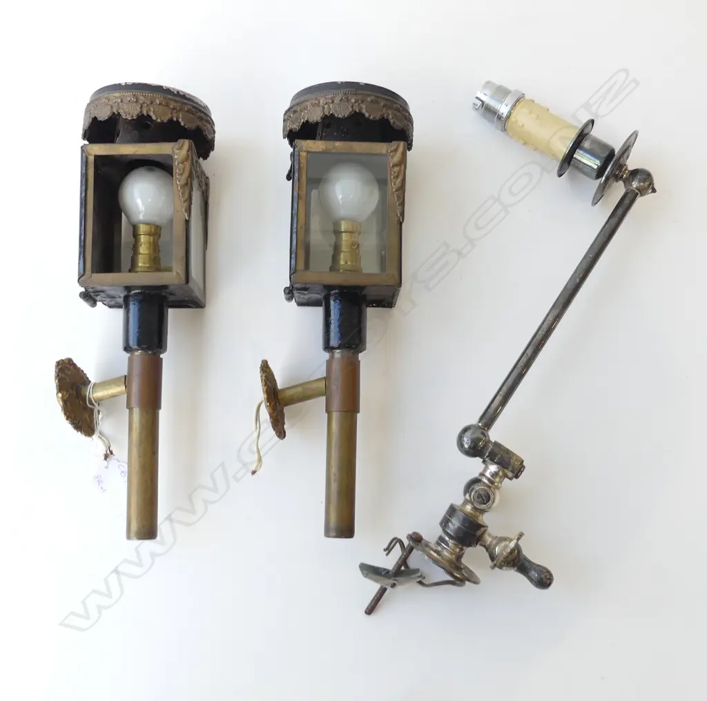 PR ANTIQUE CARRIAGE LAMP SCONCES H.285mm + ADJUSTABLE WALL LIGHT L.320mm Image 1++
