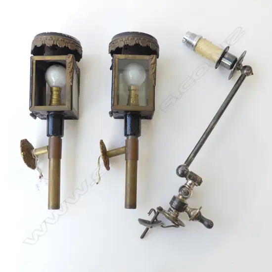 PR ANTIQUE CARRIAGE LAMP SCONCES H.285mm + ADJUSTABLE WALL LIGHT L.320mm