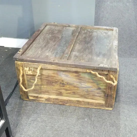 LARGE WOODEN CRATE - 'C.P.O (CENTRAL POST OFFICE) WITH CARE' 820x820x460mm