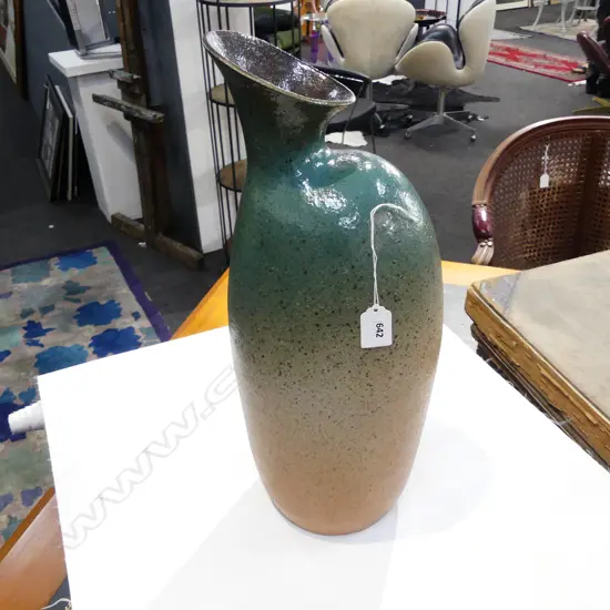 IAN WEBSTER (Coromandel) pottery organic vessel aqua glazed top. H.700mm