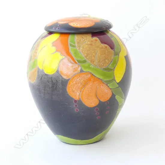 STUDIO POTTERY LIDDED VASE H.190mm