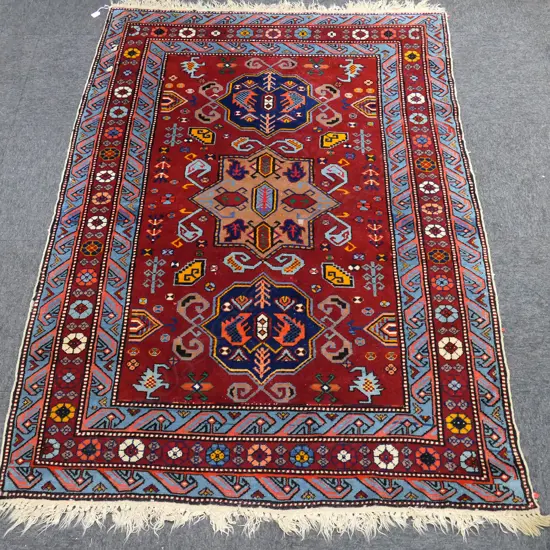 HAND KNOTTED WOOL PILE RUG 1950x1400mm