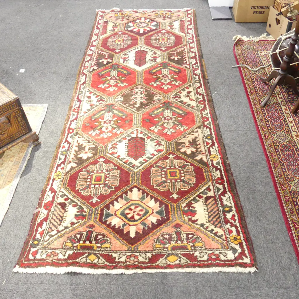 HAND KNOTTED ALL WOOL IRANIAN BAKTIARI RUNNER 2900x1070mm Image 1++