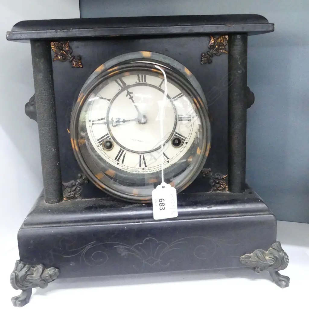 ANTIQUE AMERICAN WATERBURY MANTLE CLOCK H.270mm Image 1++