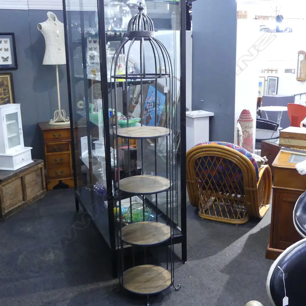 4 TIER SHELVES IN DOMED METAL FRAME H.1900mm Image 1++