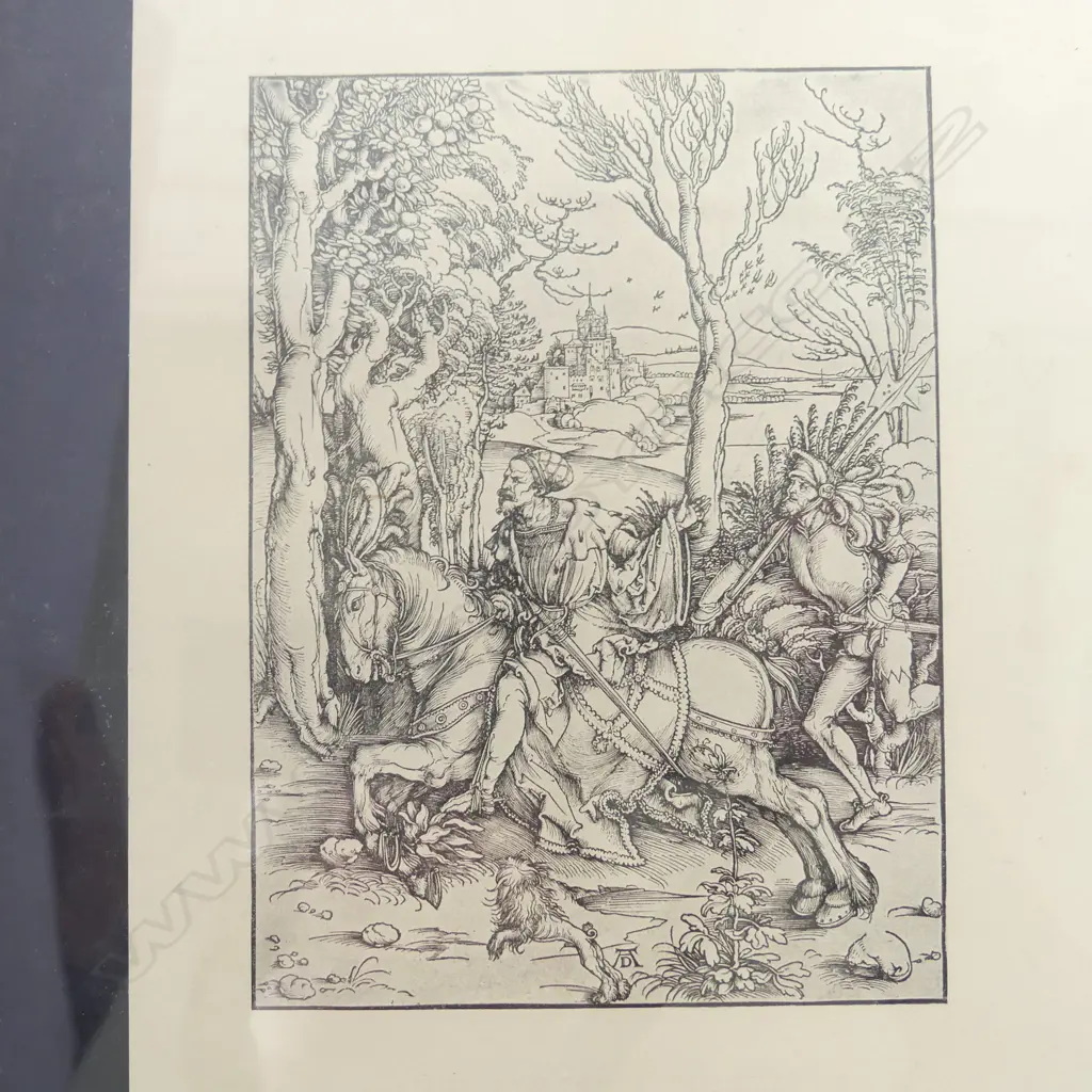 TWO ANTIQUE ALBRECHT DURER ETCHINGS The Knight and the German Soldier and Hercules at the Crossroads (1913)  170 x 100mm Image 1++