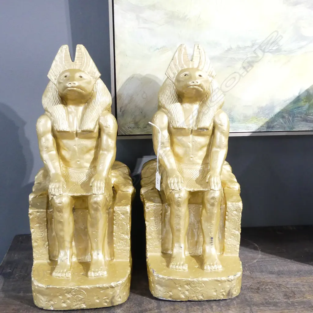 PR GOLD PAINTED CONCRETE EGYPTIAN ANUBIS DOG GOD FIGURES H.440mm Image 1++