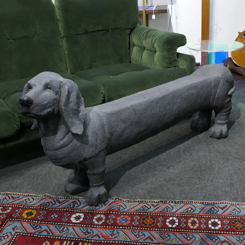 GREY PAINTED FIBREGLASS SAUSAGE DOG 1400x300x620mm Image 1++