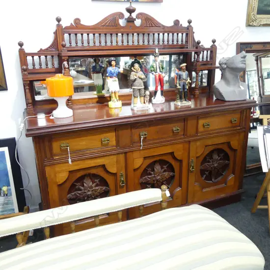 EARLY 20thC MIRROR BACK SIDEBOARD 1770x585x1700mm
