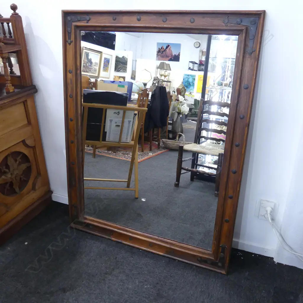 LG MODERN MIRROR; WOODEN FRAME w. IRON DETAIL 1100x1400mm Image 1++